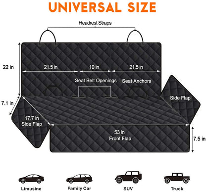 Waterproof Dog Car Seat Cover – Nonslip Back Seat Protector in